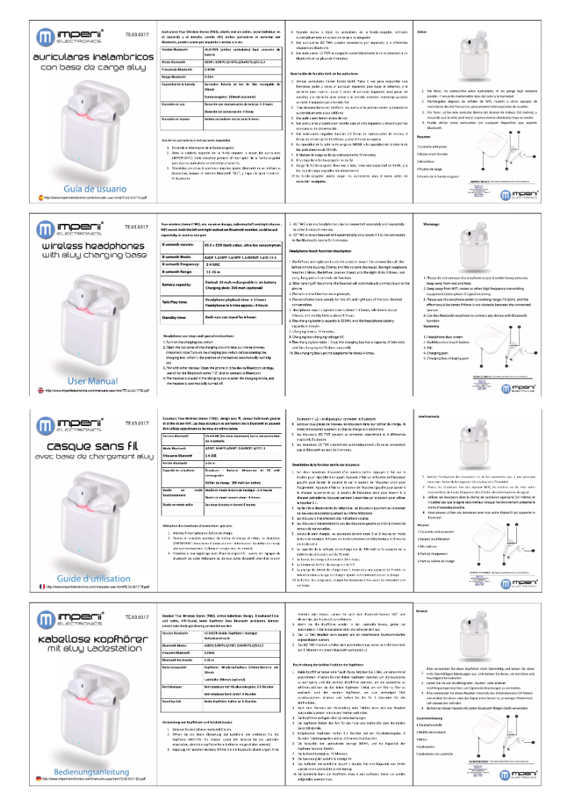 Page 1 de la notice Manuel utilisateur Imperii Electronics TE.03.0317.02
