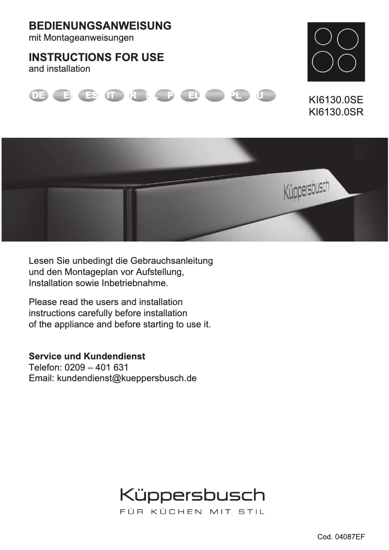 Page 1 de la notice Manuel utilisateur Küppersbusch KI6130.0SR