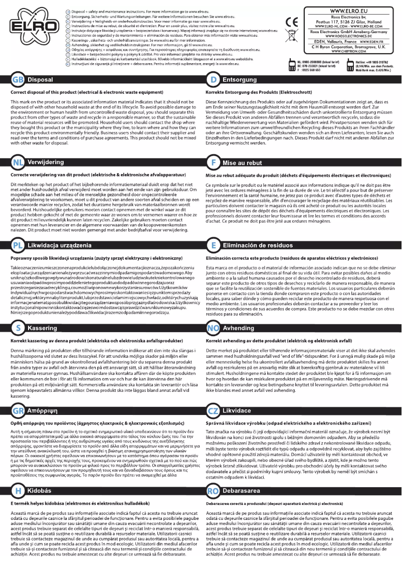 Page n°1 - Manuel utilisateur Elro HE862