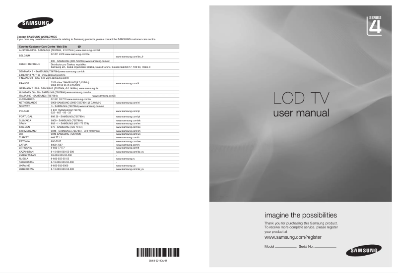 Page n°1 - Manuel utilisateur Samsung LE-26B460B2WXZG