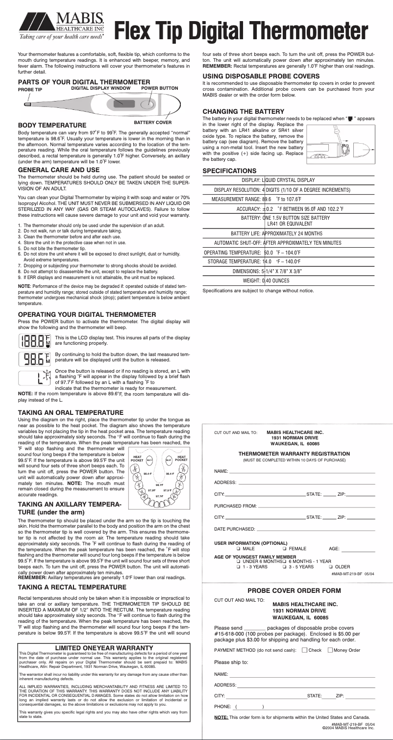 Página 1 del manual Manual de usuario Mabis Flex Tip