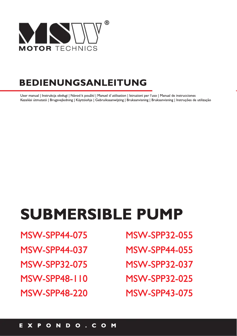 Page n°1 - Manuel utilisateur MSW MSW-SPP44-075