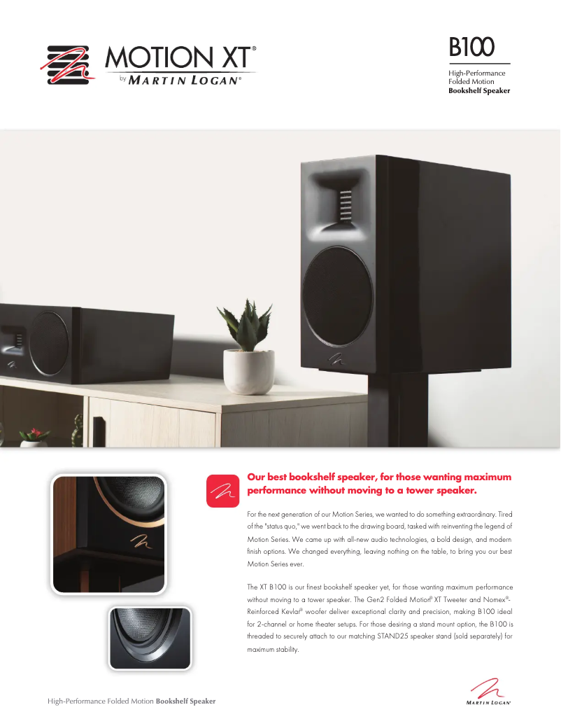 Page n°1 - Fiche technique Martin Logan Motion XT B100