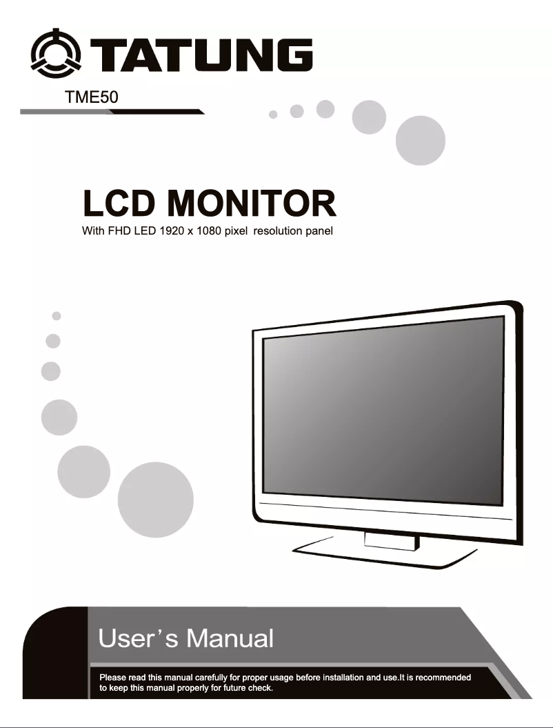 Page 1 de la notice Manuel utilisateur Tatung TME50