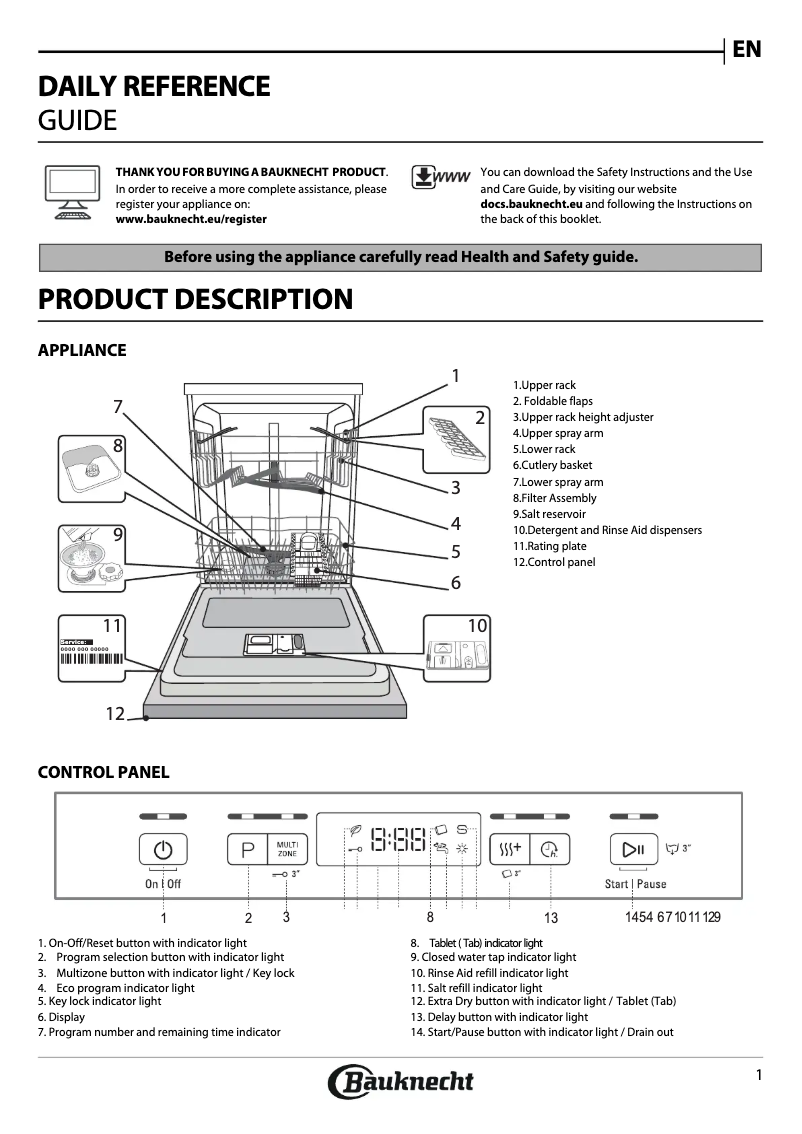Page 1 de la notice Manuel utilisateur Bauknecht BBC 3C32 X