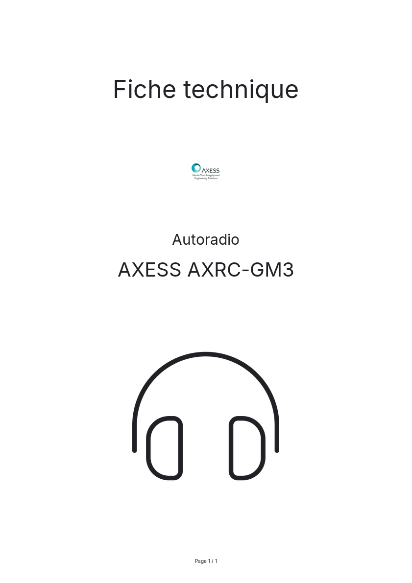 Page n°1 - Fiche technique AXESS AXRC-GM3