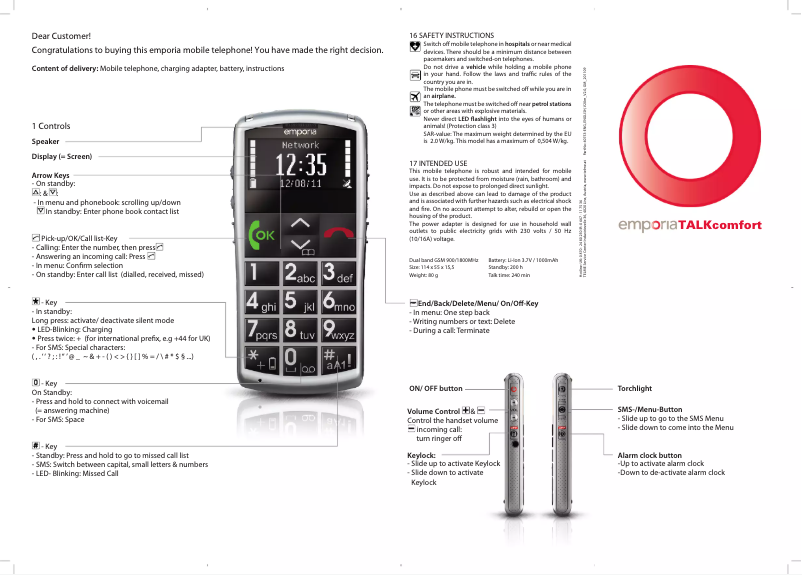 Page 1 de la notice Manuel utilisateur Emporia Talk