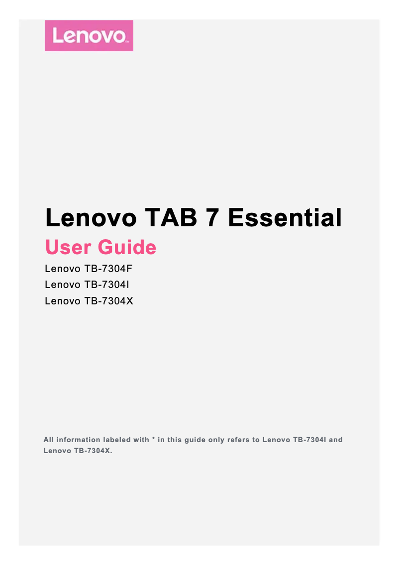 Page 1 de la notice Manuel utilisateur Lenovo Tab 4 E7 Essential