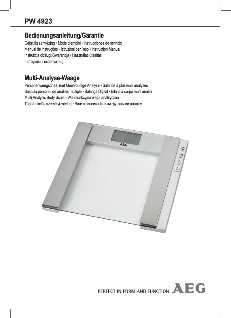 Page n°1 - Manuel utilisateur AEG PW 4923