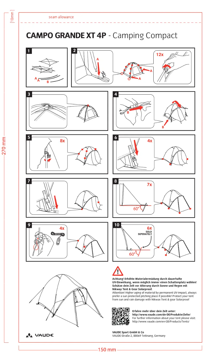 Page 1 de la notice Manuel utilisateur Vaude Campo Grande XT 4P