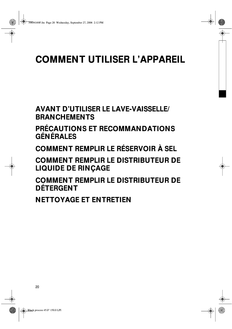 Page 1 de la notice Manuel utilisateur Whirlpool ADP 6947 IX