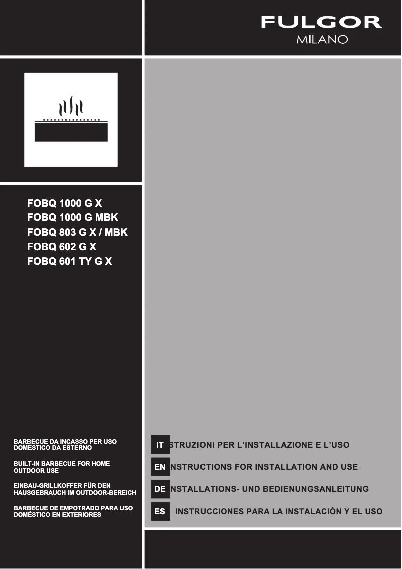Page n°1 - Manuel utilisateur Fulgor Milano FOBQ 601 TY G X