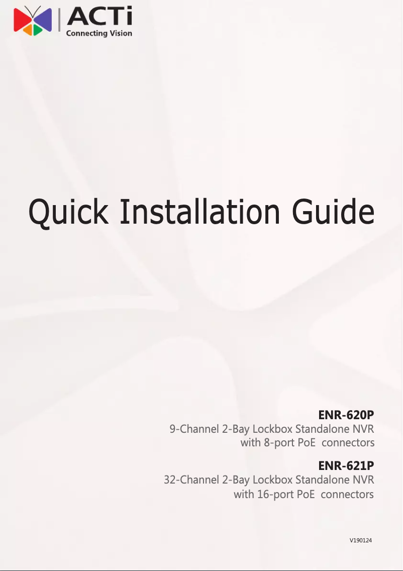 Page 1 de la notice Manuel utilisateur ACTi ENR-620P