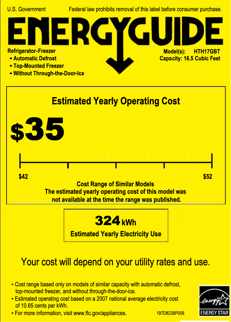 Image de la première page du manuel de l'appareil HTH17GBTWW