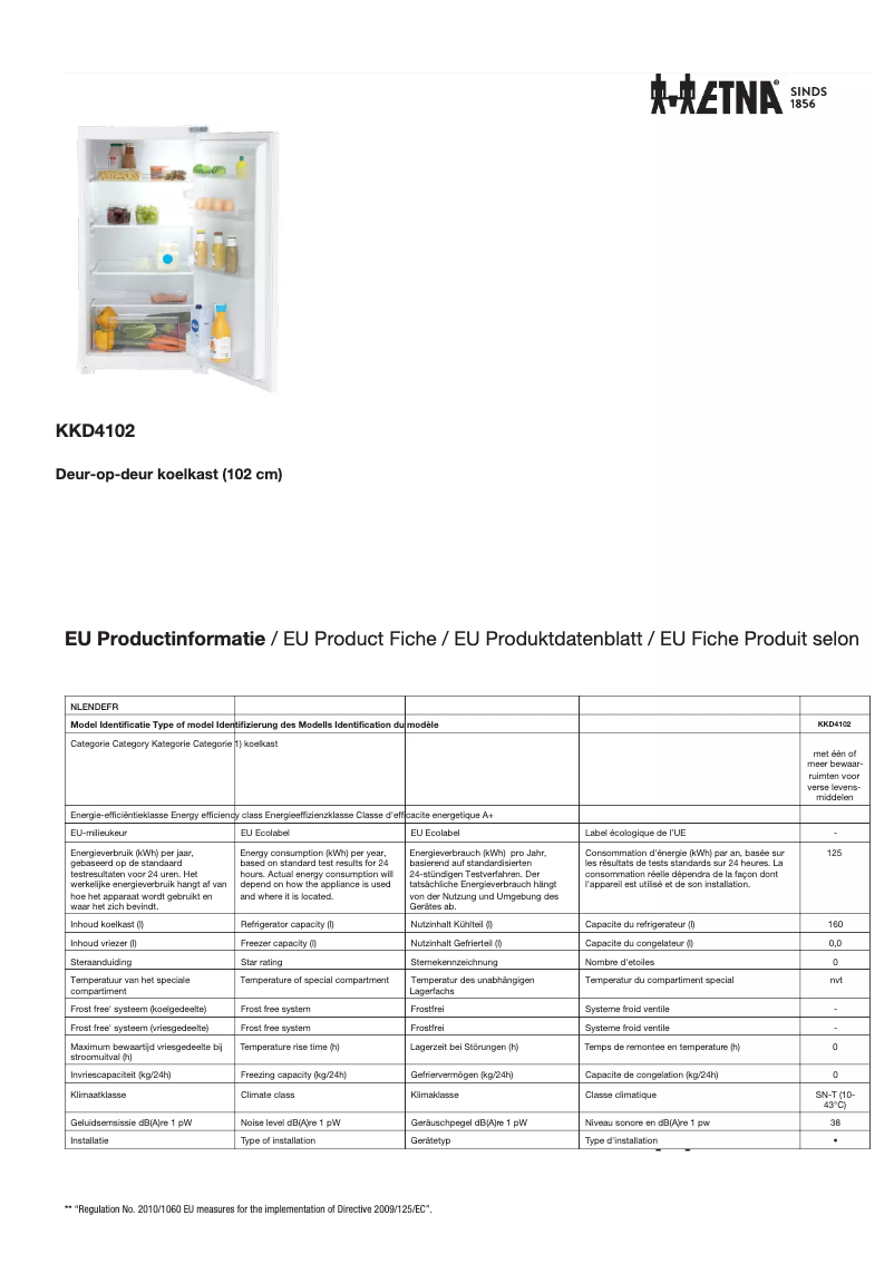 Page n°1 - Fiche technique Etna KKD4102
