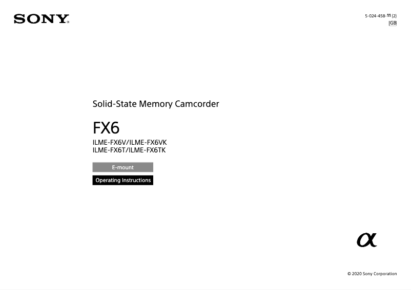 Page n°1 - Manuel utilisateur Sony FX6