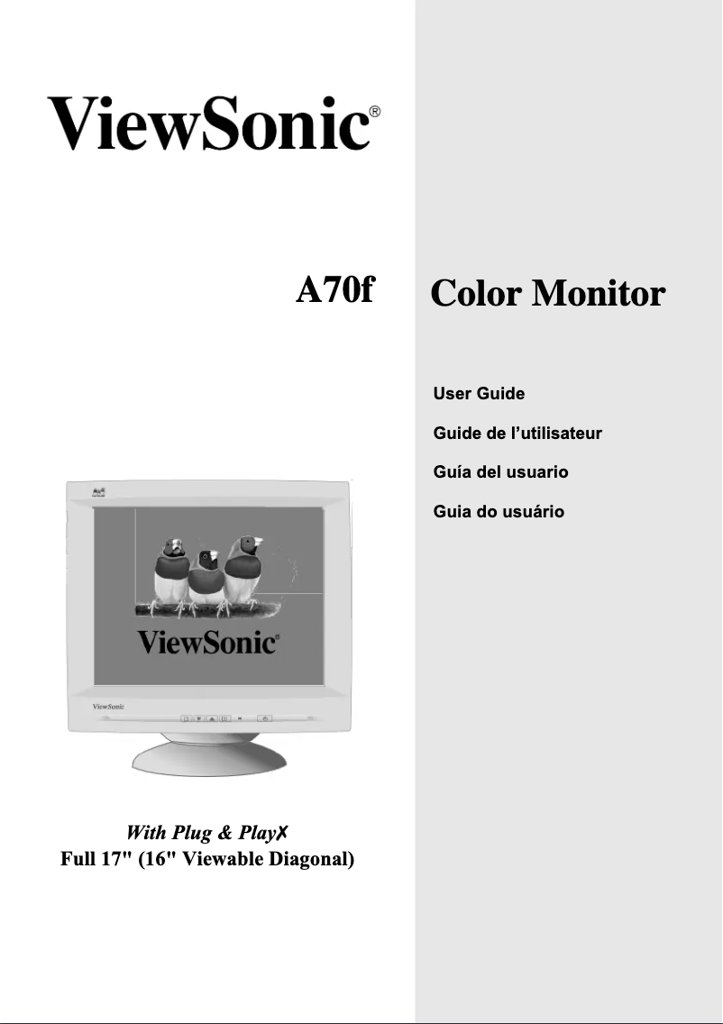 Page 1 de la notice Manuel utilisateur Viewsonic A70