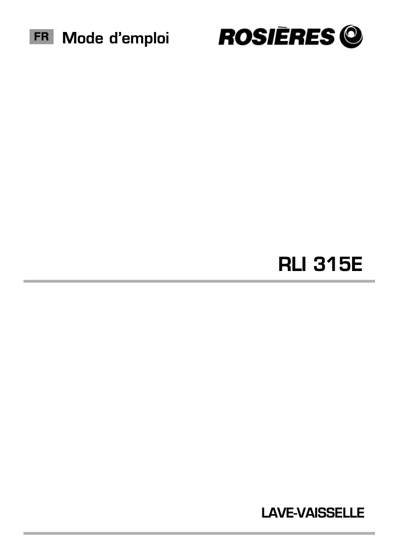 Image de la première page du manuel de l'appareil RLI 315 E