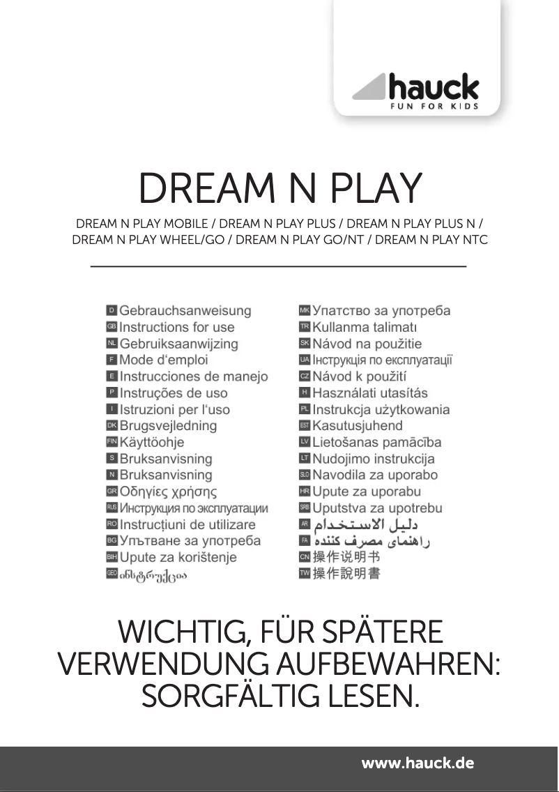 Page 1 de la notice Manuel utilisateur Hauck Dream'n Play