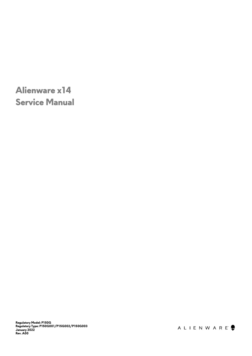 Image de la première page du manuel de l'appareil Alienware x14