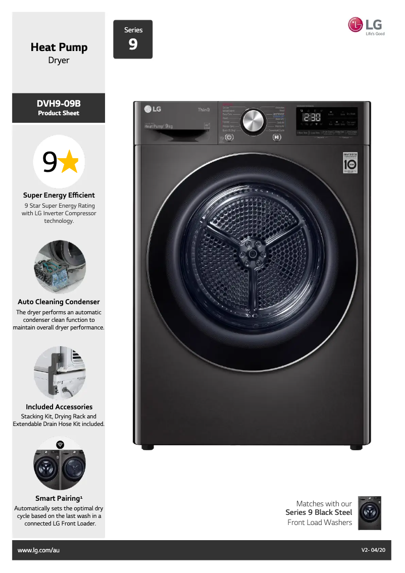 Page 1 de la notice Fiche technique LG DVH9-09B