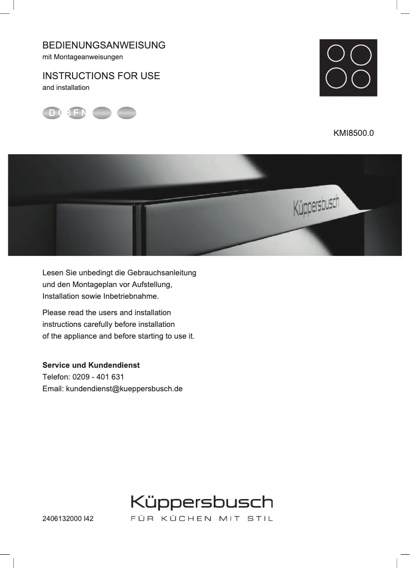 Page 1 de la notice Manuel utilisateur Küppersbusch KMI8500.0WR