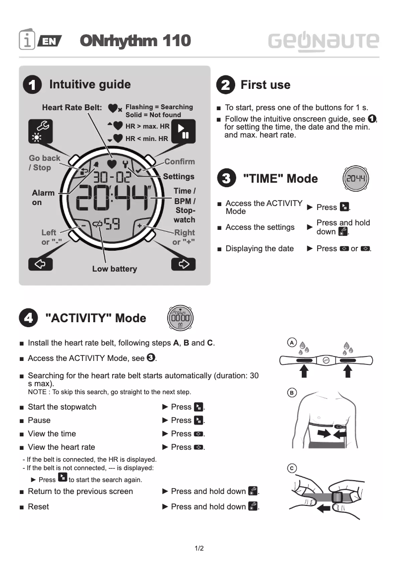Image de la première page du manuel de l'appareil ONrhythm 110
