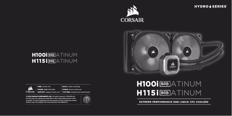 Image de la première page du manuel de l'appareil Hydro Series H115i RGB Platinum