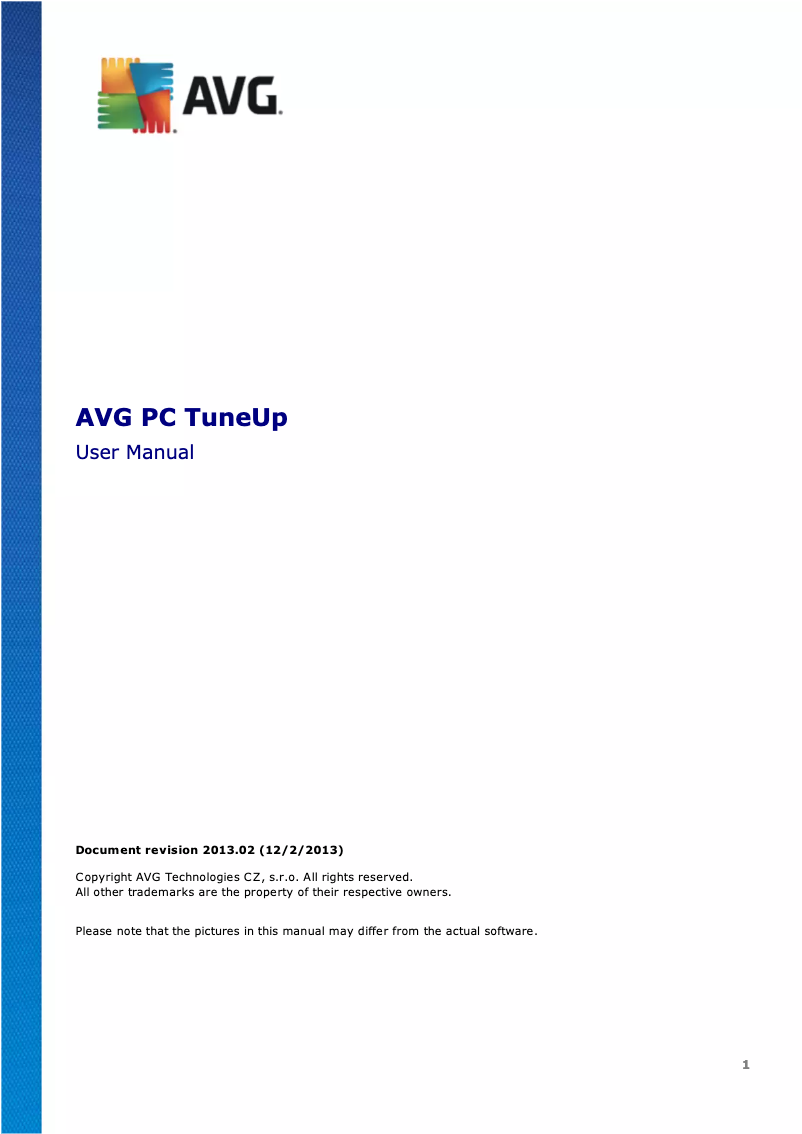 Page n°1 - Manuel utilisateur AVG PC TuneUp (2013)