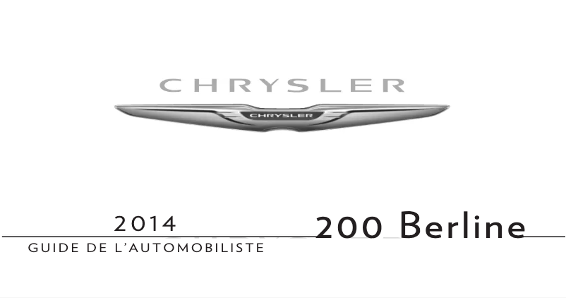 Page 1 de la notice Manuel utilisateur Chrysler 200 Sedan (2014)