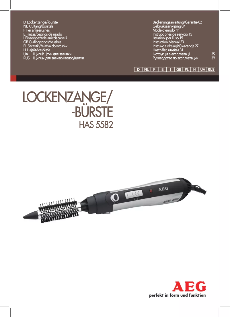 Page n°1 - Manuel utilisateur AEG HAS 5582