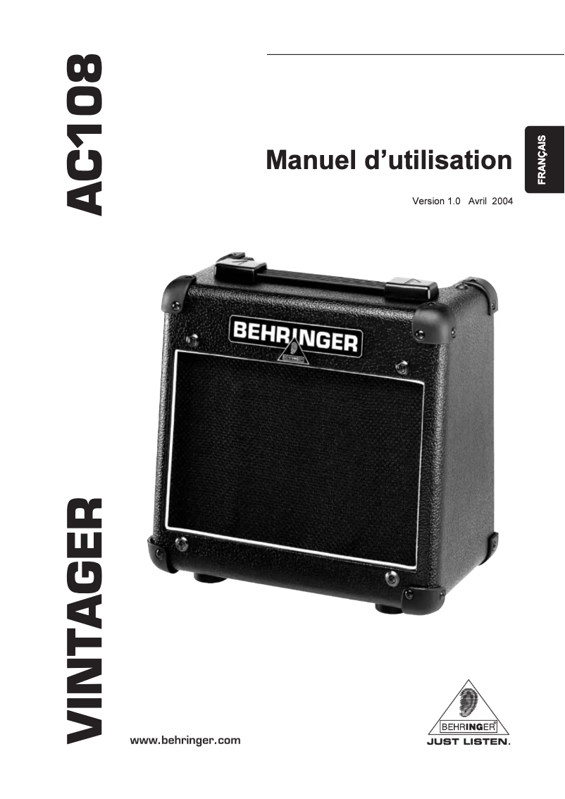Page 1 de la notice Manuel utilisateur Behringer AC108