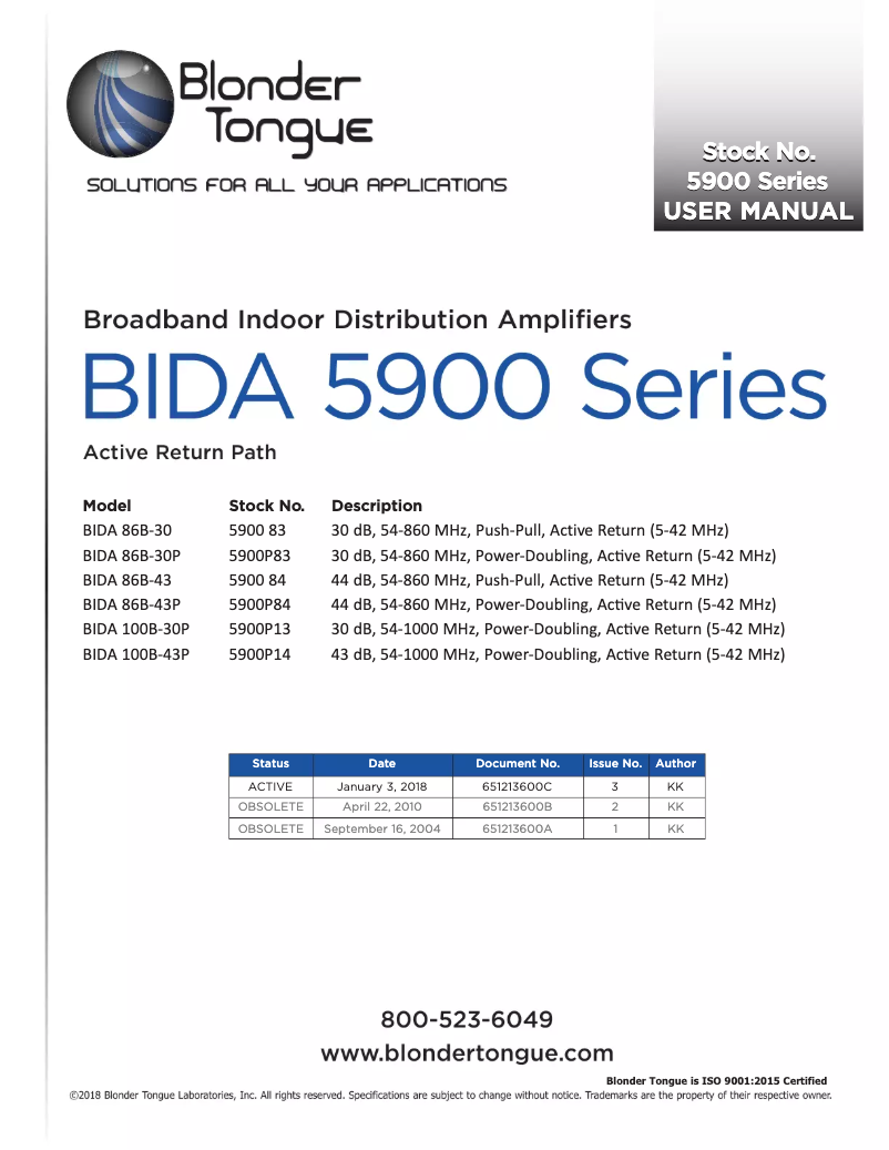 Imagen de la primera página del manual del dispositivo BIDA 86B-43P