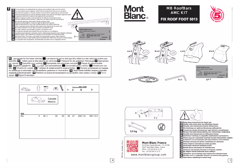 Page 1 de la notice Manuel utilisateur Mont Blanc AMC 5013