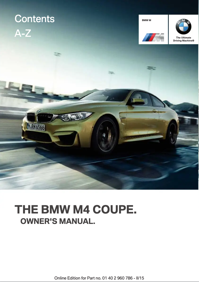 Page 1 de la notice Manuel utilisateur BMW M4 Coupe (2016)