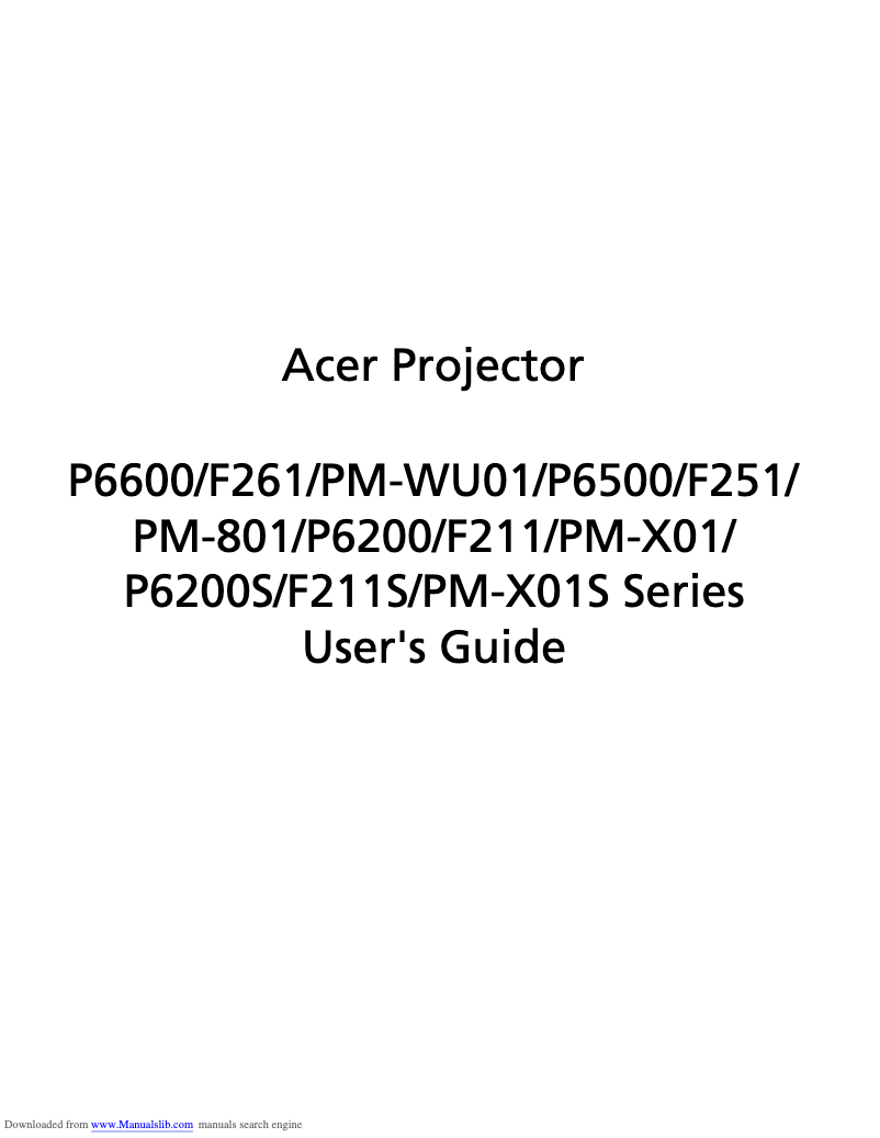 Page 1 de la notice Manuel utilisateur Acer Large Venue P6500