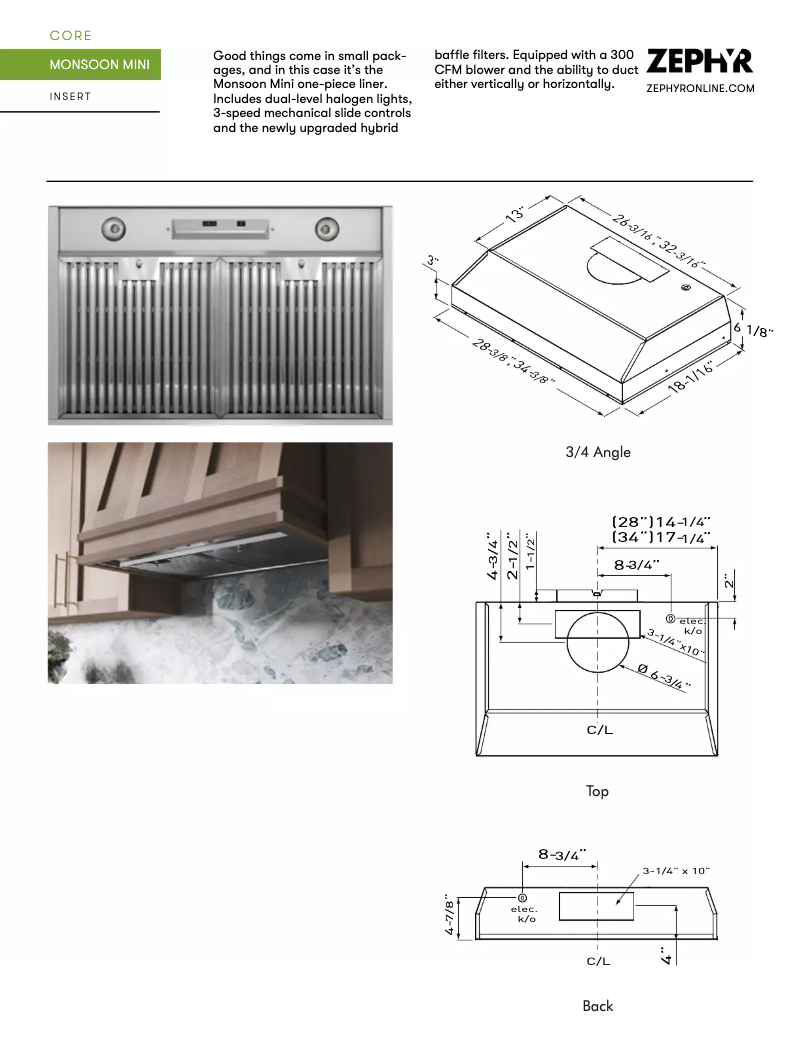Page 1 de la notice Fiche technique Zephyr AK9134ASBF