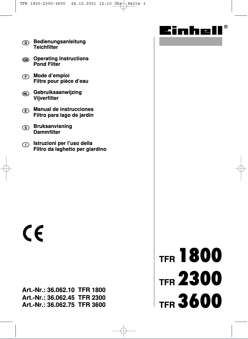 Page n°1 - Manuel utilisateur Einhell TFR 3600