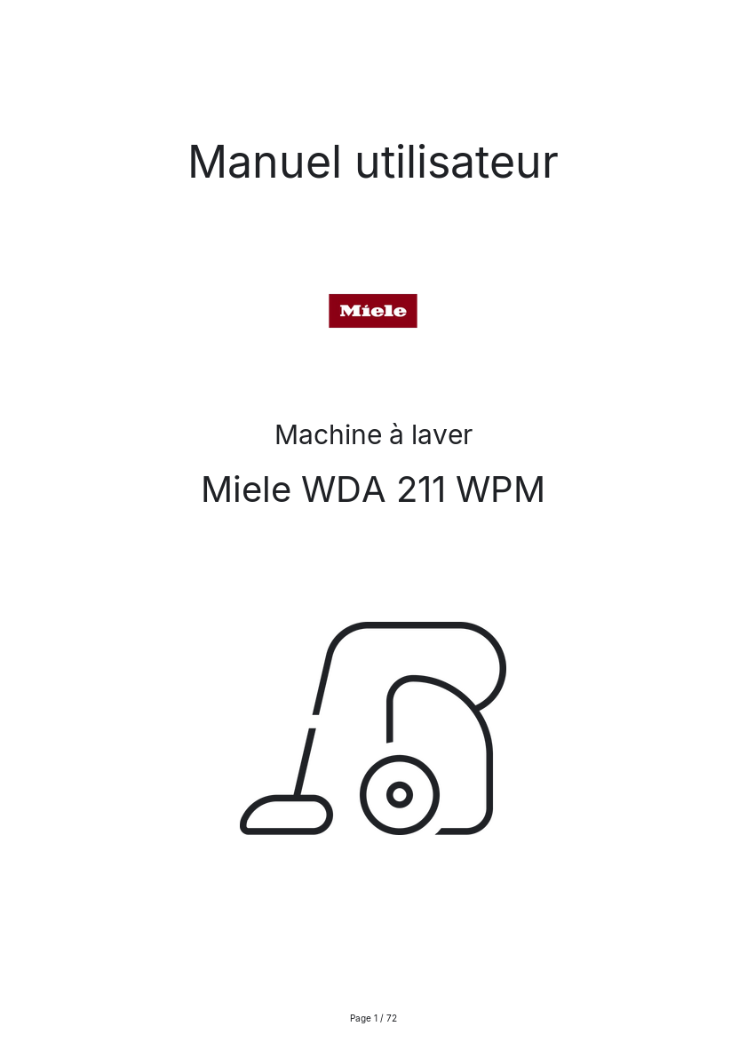 Image de la première page du manuel de l'appareil WDA 211 WPM