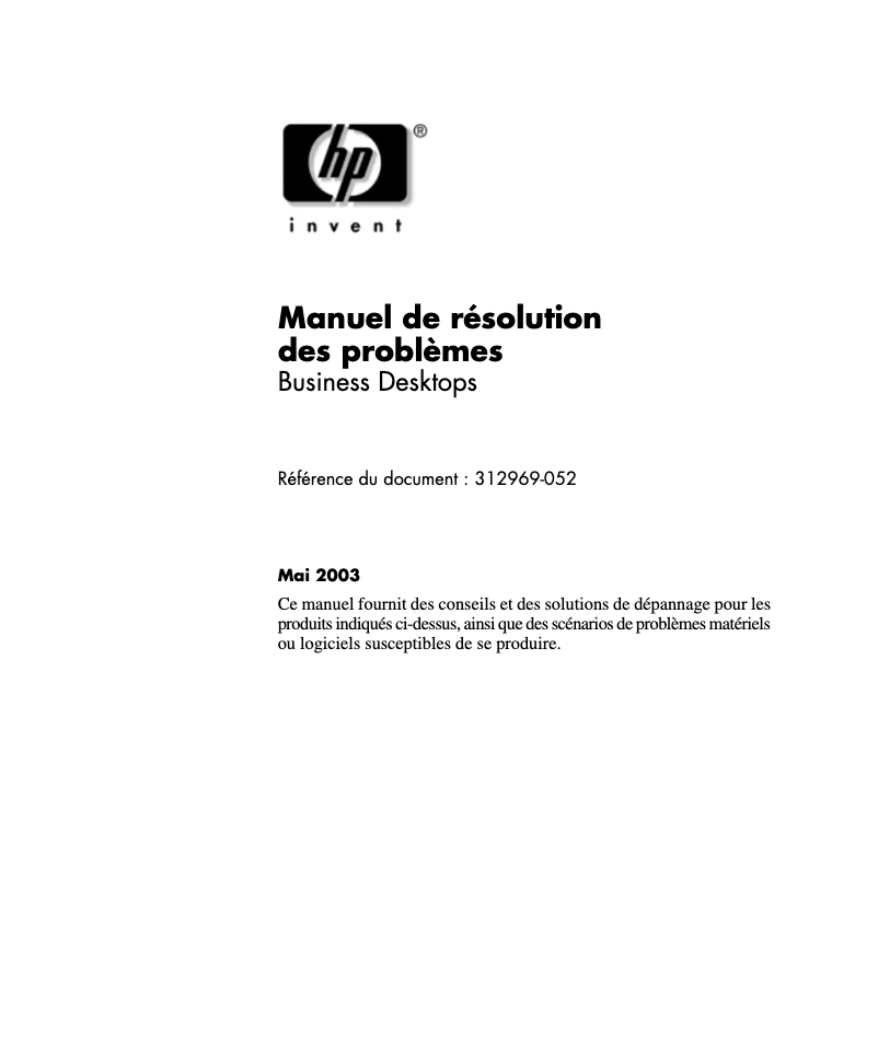 Image de la première page du manuel de l'appareil Compaq DC5000