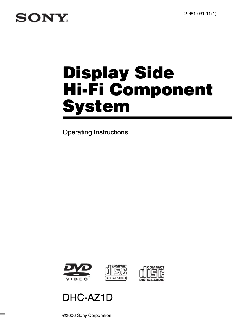 Página 1 del manual Manual de usuario Sony DHC-AZ1D