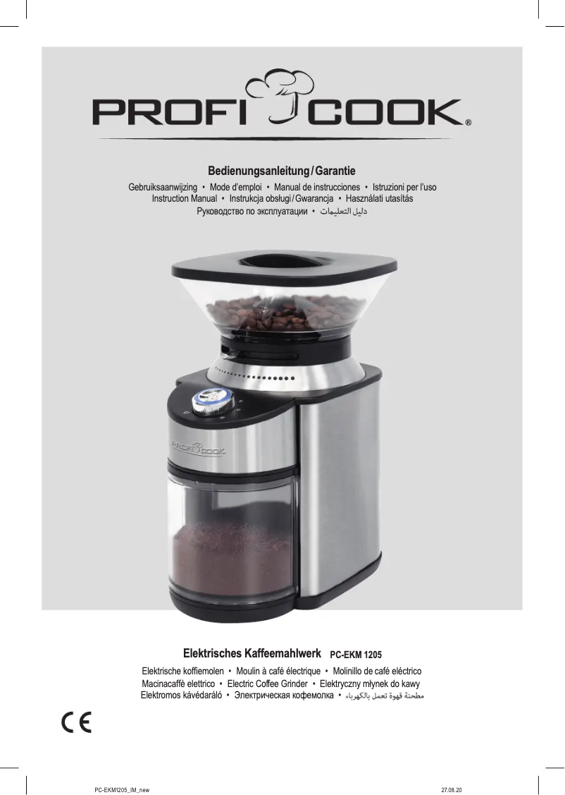 Page n°1 - Manuel utilisateur ProfiCook PC-EKM 1205