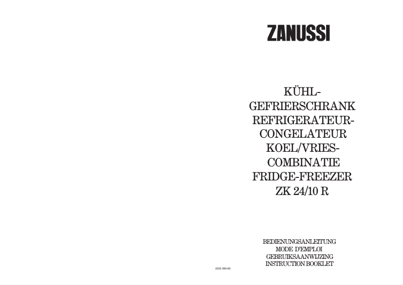 Page 1 de la notice Manuel utilisateur Zanussi ZK 24/10 ato