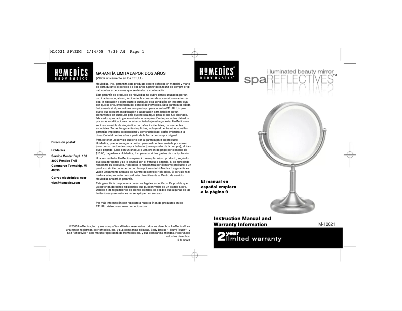 Página 1 del manual Manual de usuario Homedics M-10021