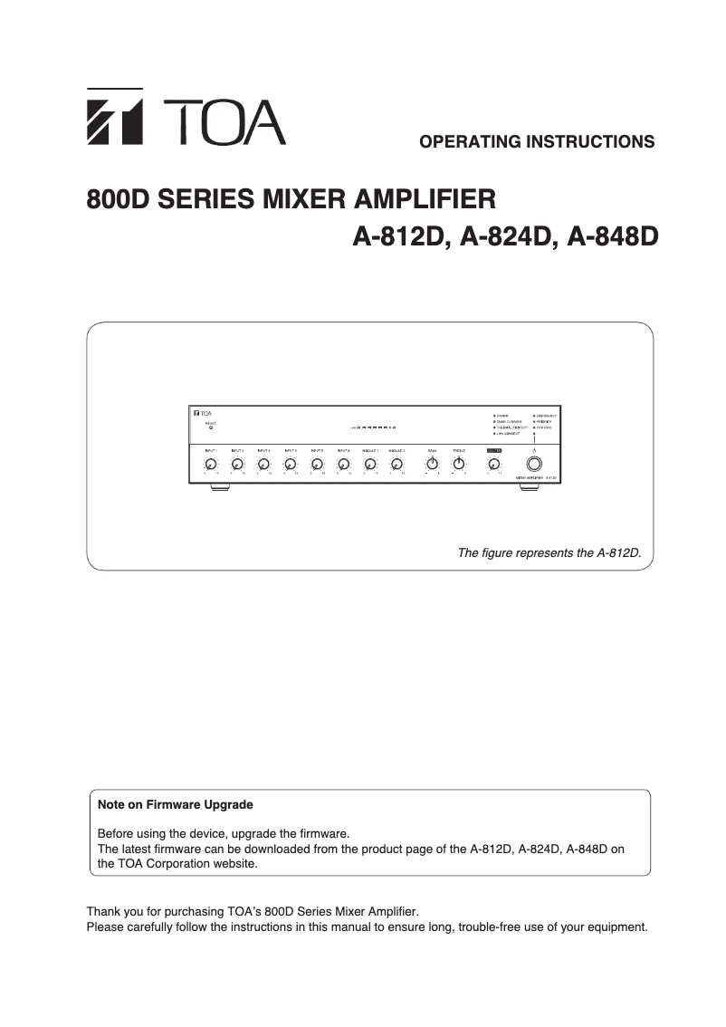 Page n°1 - Manuel utilisateur TOA A-848D