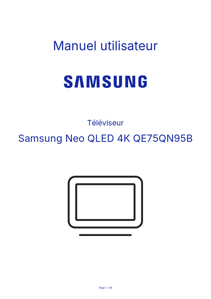 Image de la première page du manuel de l'appareil Neo QLED 4K QE75QN95B