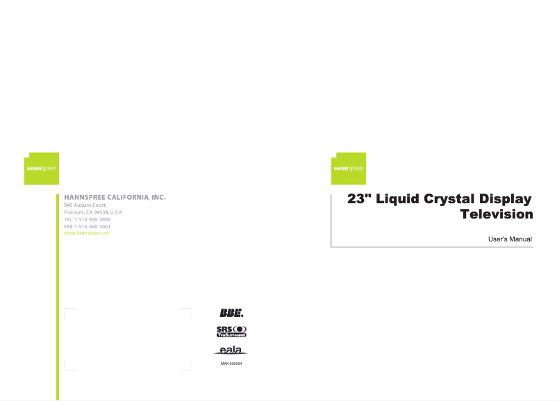 Page 1 de la notice Manuel utilisateur Hannspree HANNSimpact