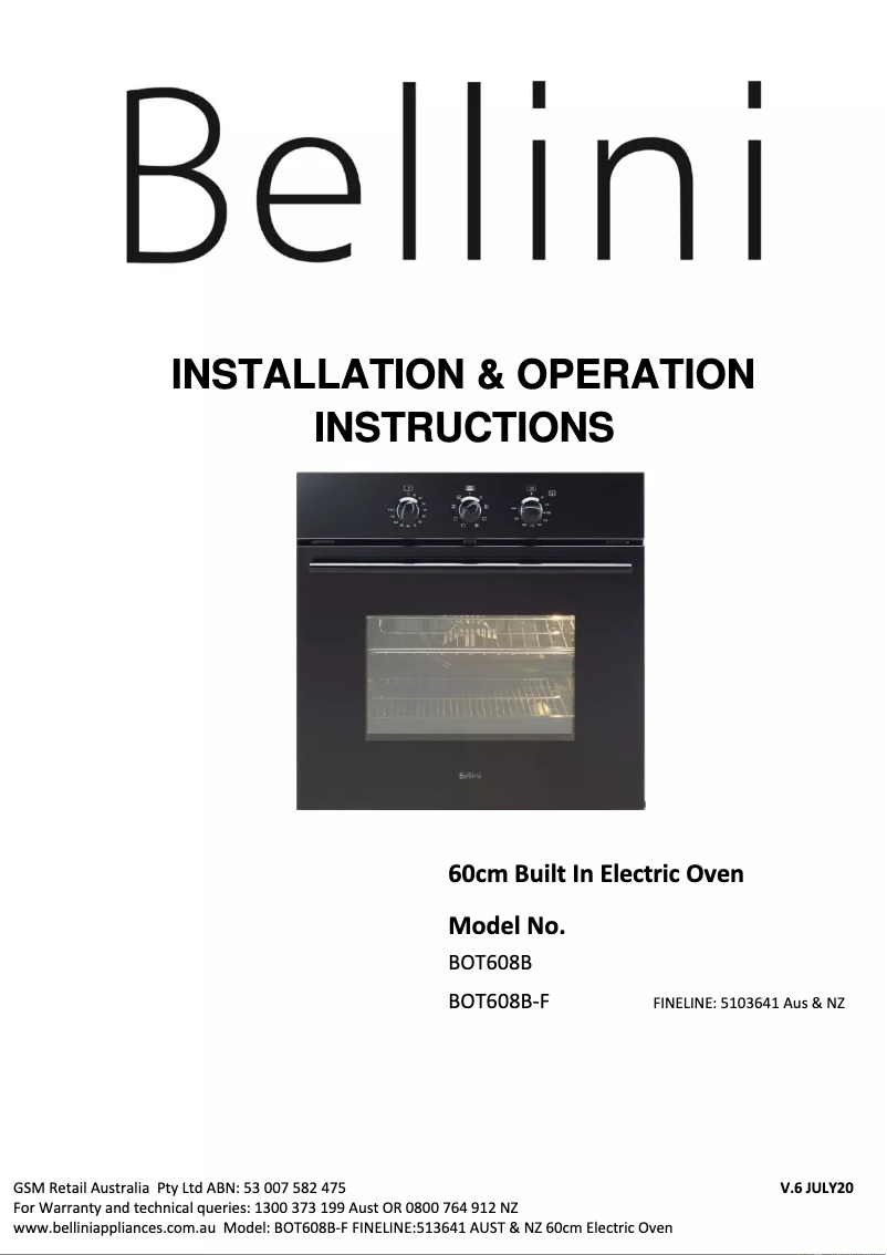 Page n°1 - Manuel utilisateur Bellini BOT608B-F