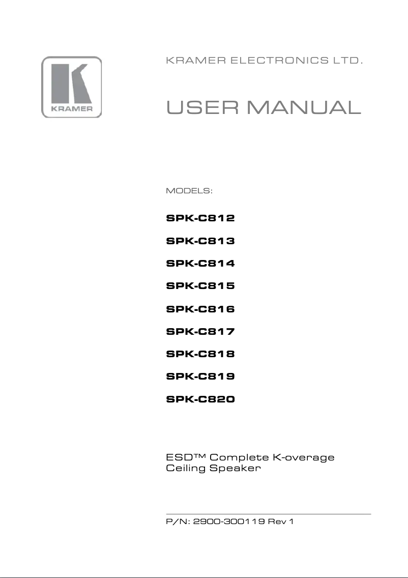 Page n°1 - Manuel utilisateur Kramer SPK-819