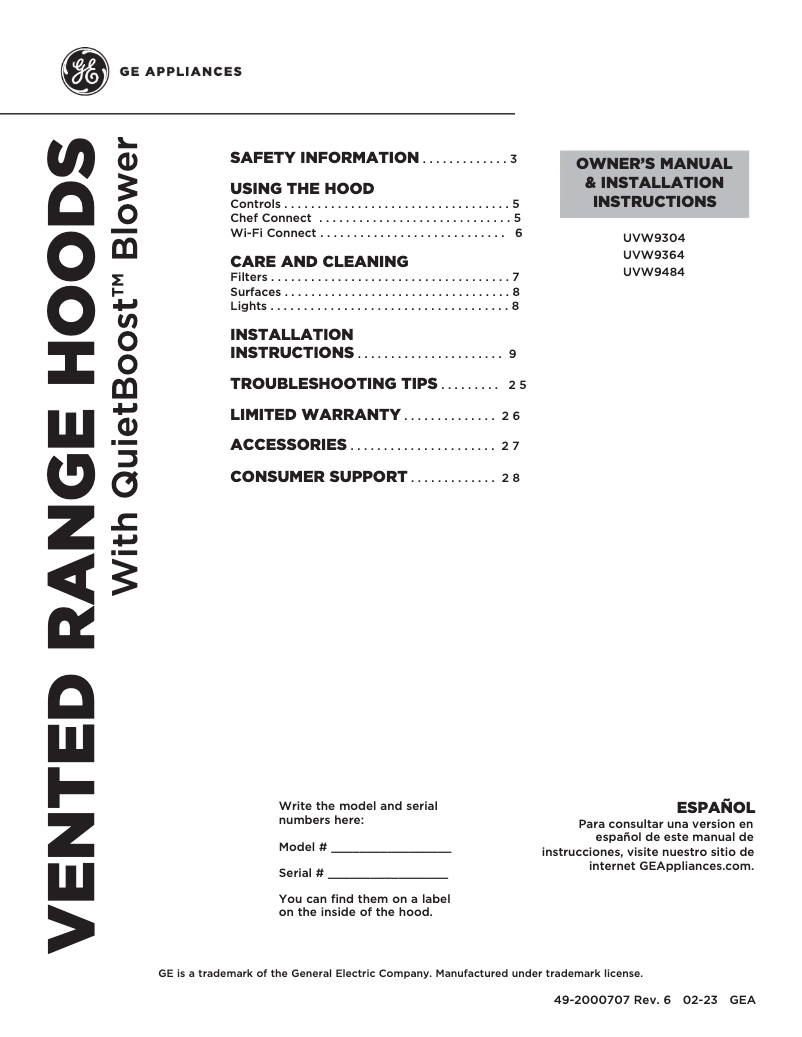Page 1 de la notice Guide d'installation GE UVW93042PSS